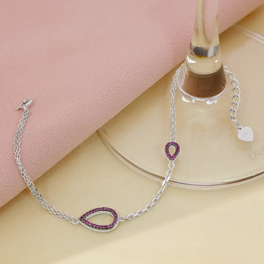 Drop Shape Silver Chain Bracelet - Tweov Jewels
