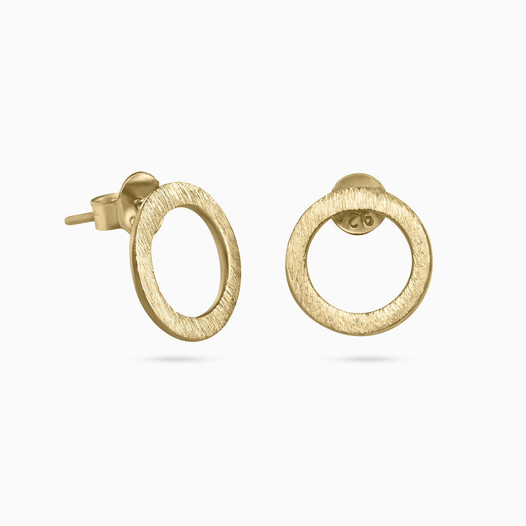 Pure Silver Stud Earrings - Gold Plated Roung Rings - Tweov Jewels
