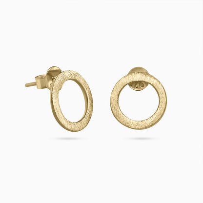 Pure Silver Stud Earrings - Gold Plated Roung Rings - Tweov Jewels