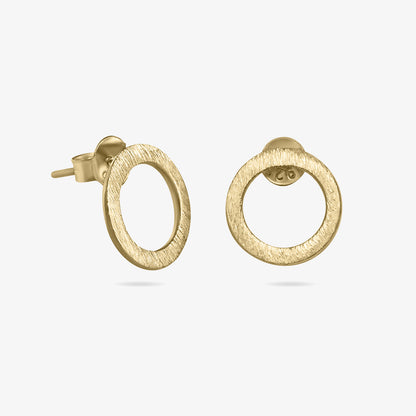 Pure Silver Stud Earrings - Gold Plated Roung Rings