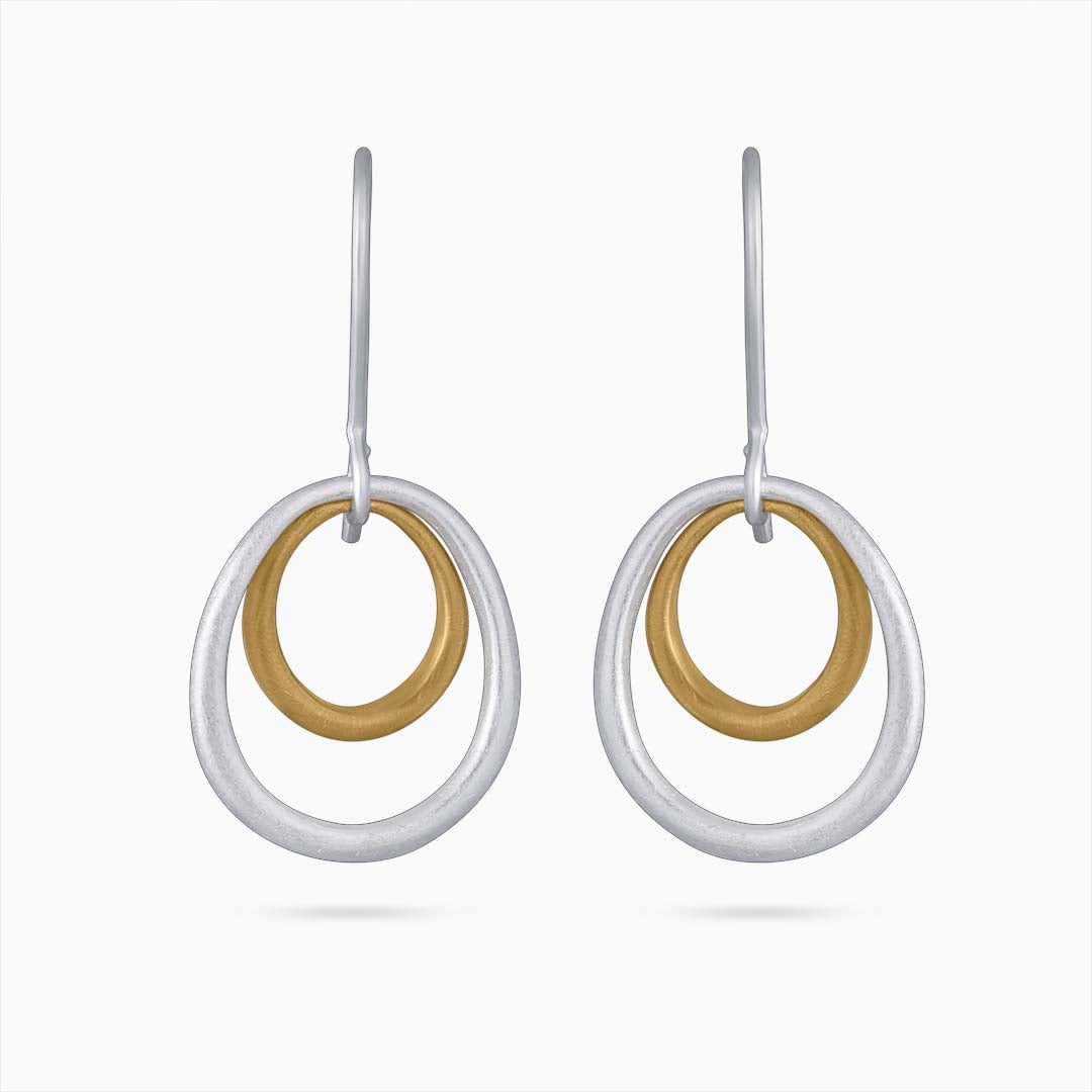 Pure Silver Earrings - Double Tint Scratch Circles - Tweov Jewels