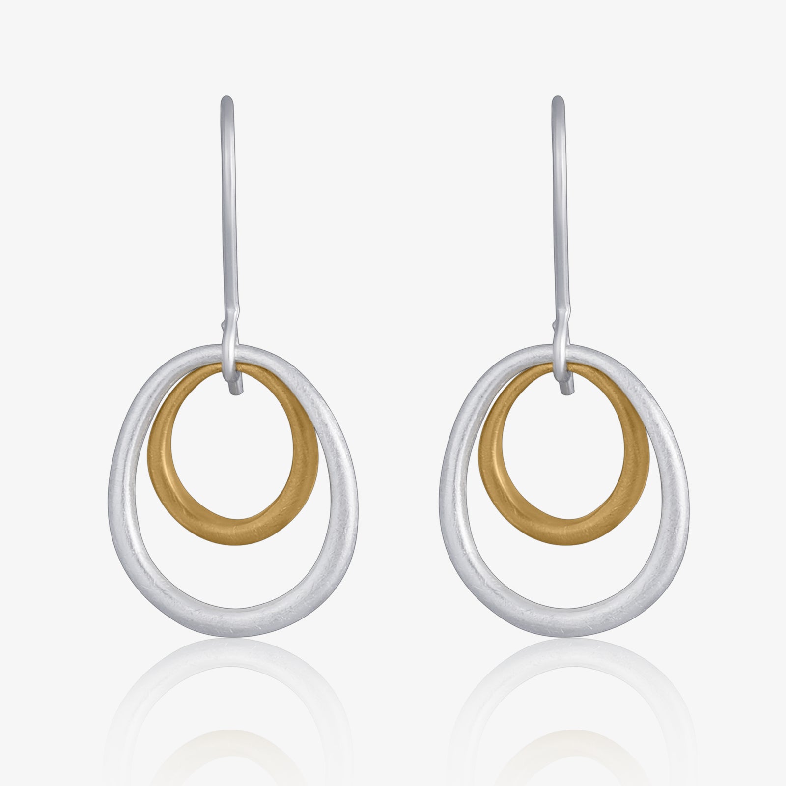 Pure Silver Earrings - Double Tint Scratch Circles