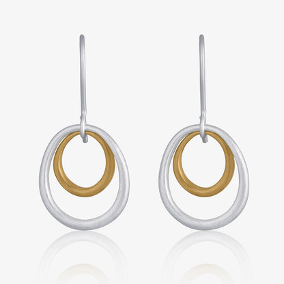 Pure Silver Earrings - Double Tint Scratch Circles