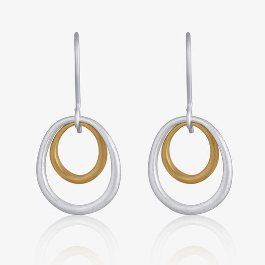 Pure Silver Earrings - Double Tint Scratch Circles