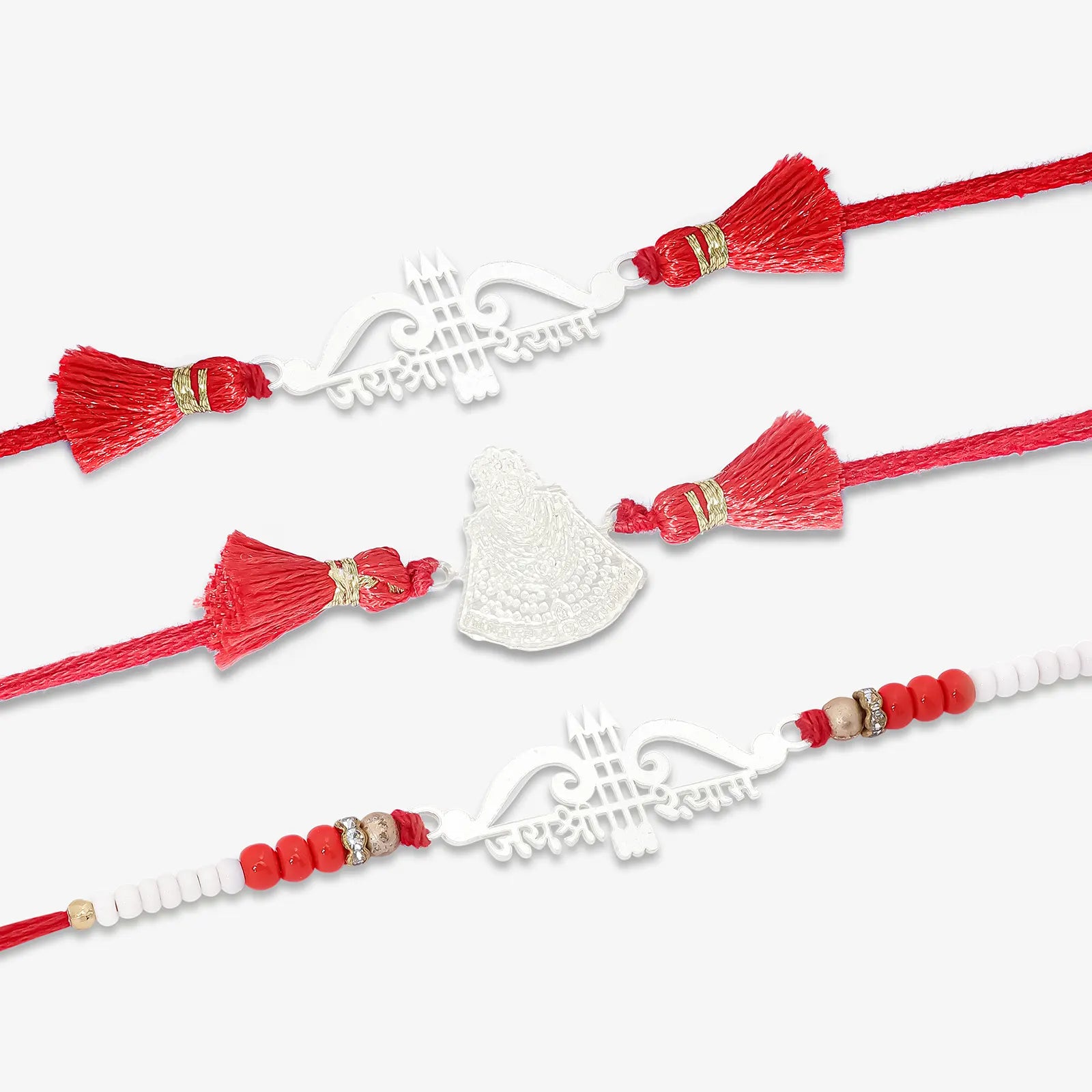 Jai Shri Ram Silver Rakhi for Brother (Pack of Three) - Tweov Jewels