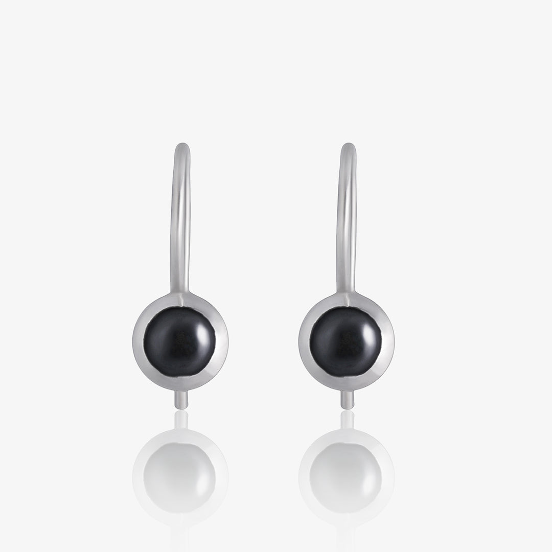Minimal Black Silver Drop Dangle Earrings - Tweov Jewels