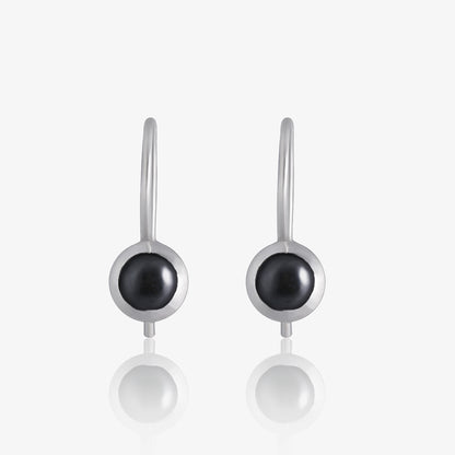 Minimal Black Silver Drop Dangle Earrings - Tweov Jewels