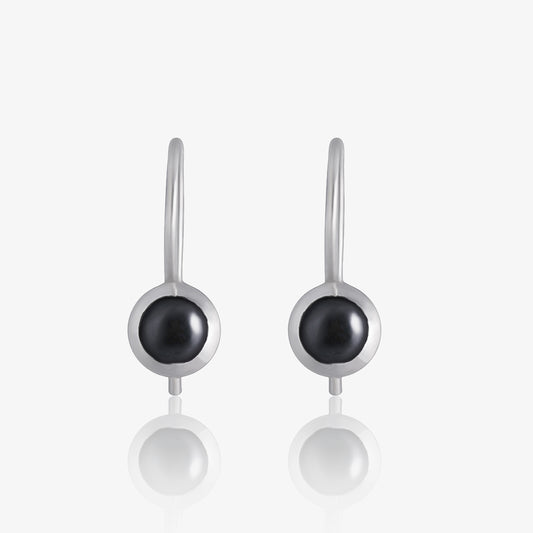 Minimal Black Silver Drop Dangle Earrings - Tweov Jewels