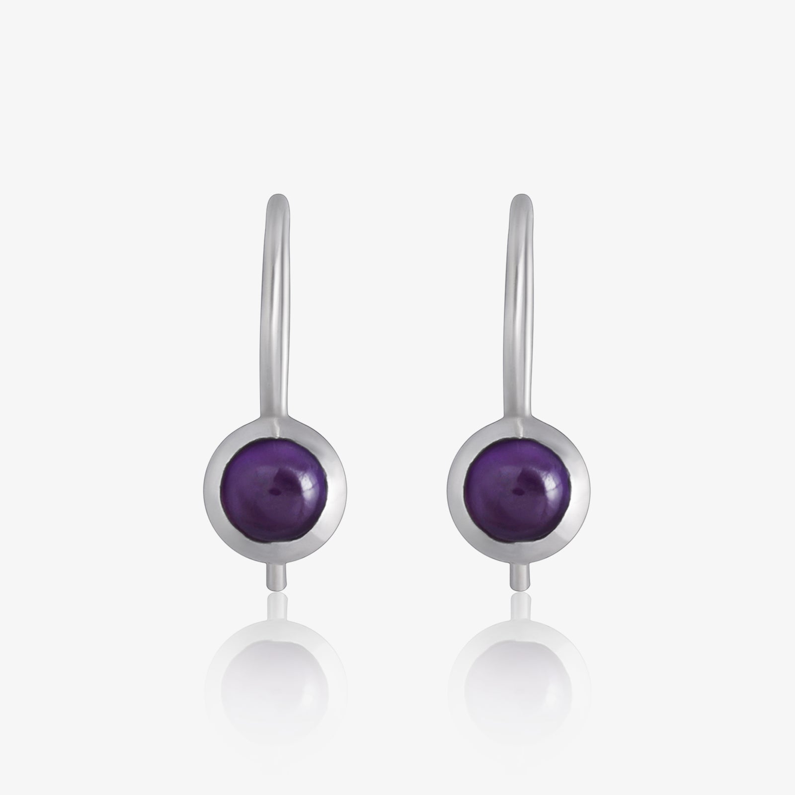 Minimal Purple Silver Drop Dangle Earrings - Tweov Jewels