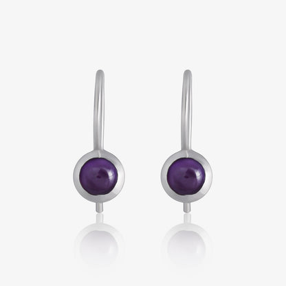 Minimal Purple Silver Drop Dangle Earrings - Tweov Jewels