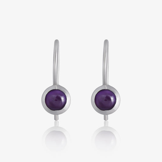 Minimal Purple Silver Drop Dangle Earrings
