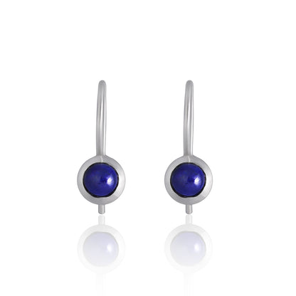 Minimal Blue Silver Drop Dangle Earrings - Tweov Jewels