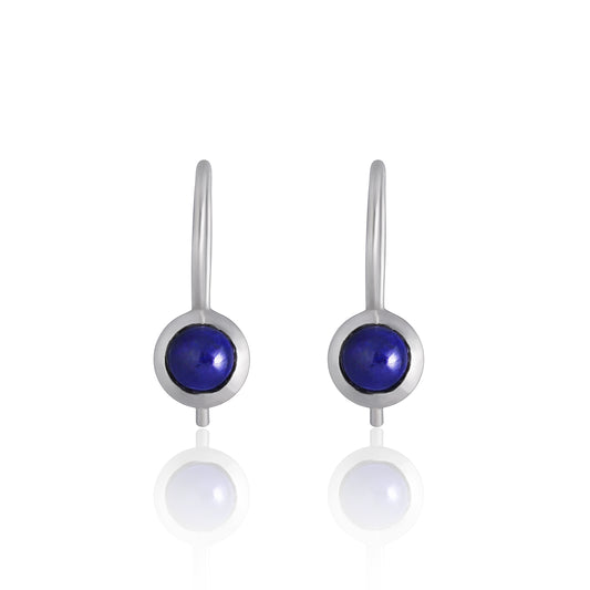 Minimal Blue Silver Drop Dangle Earrings - Tweov Jewels
