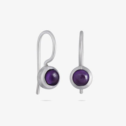Minimal Purple Silver Drop Dangle Earrings - Tweov Jewels