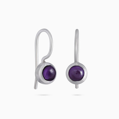 Pure Silver Earrings - Amethyst Adorned Mini Drop - Tweov Jewels