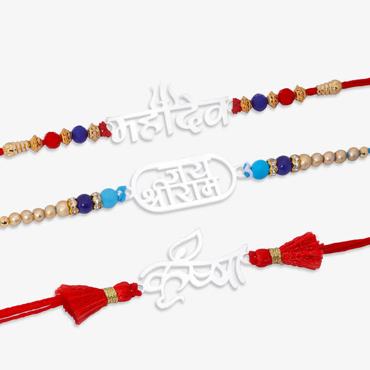 Krishna Mahadev Silver Rakhi for Brother (Pack of Three) - Tweov Jewels