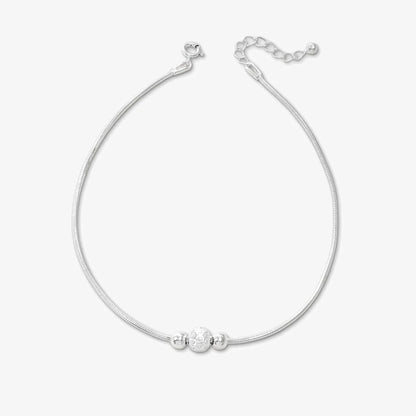 Ball Beaded Thin Silver Chain Anklet for Women - Tweov Jewels