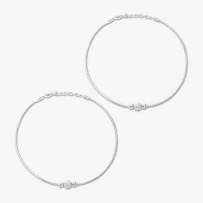 Ball Beaded Thin Silver Chain Anklet for Women - Tweov Jewels