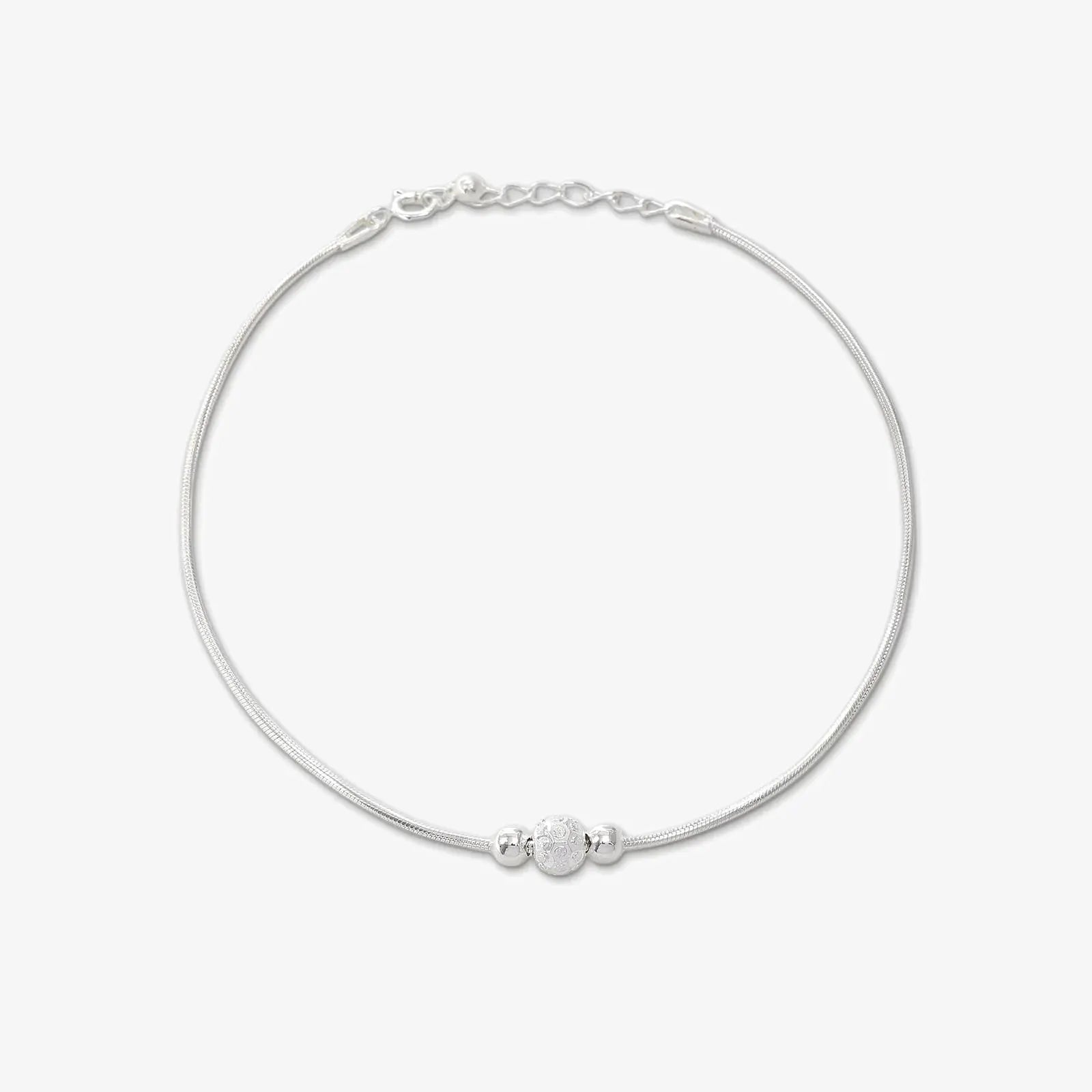 Ball Beaded Thin Silver Chain Anklet for Women - Tweov Jewels