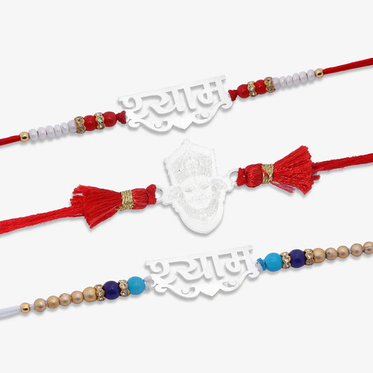 Khatu Shyam Silver Rakhi for Brother (Pack of Three) - Tweov Jewels