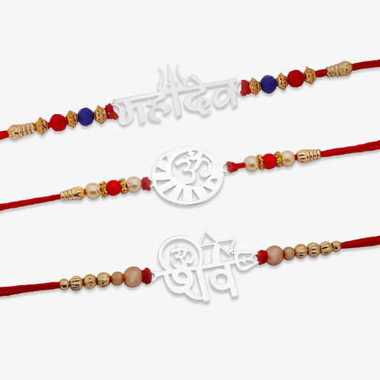 Om Silver Rakhi for Brother (Pack of Three) - Tweov Jewels