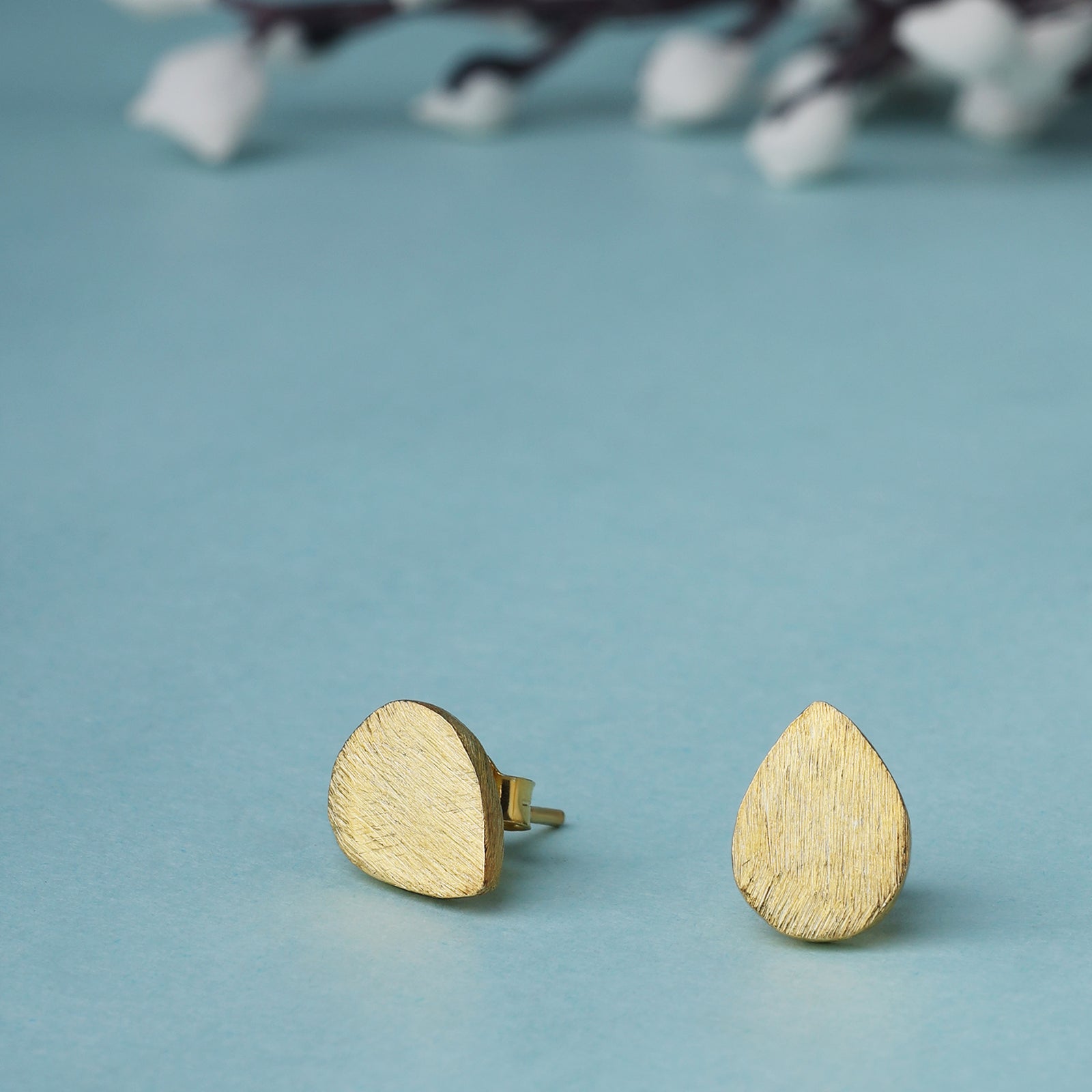 Gold Plated Silver Drop Stud Earrings