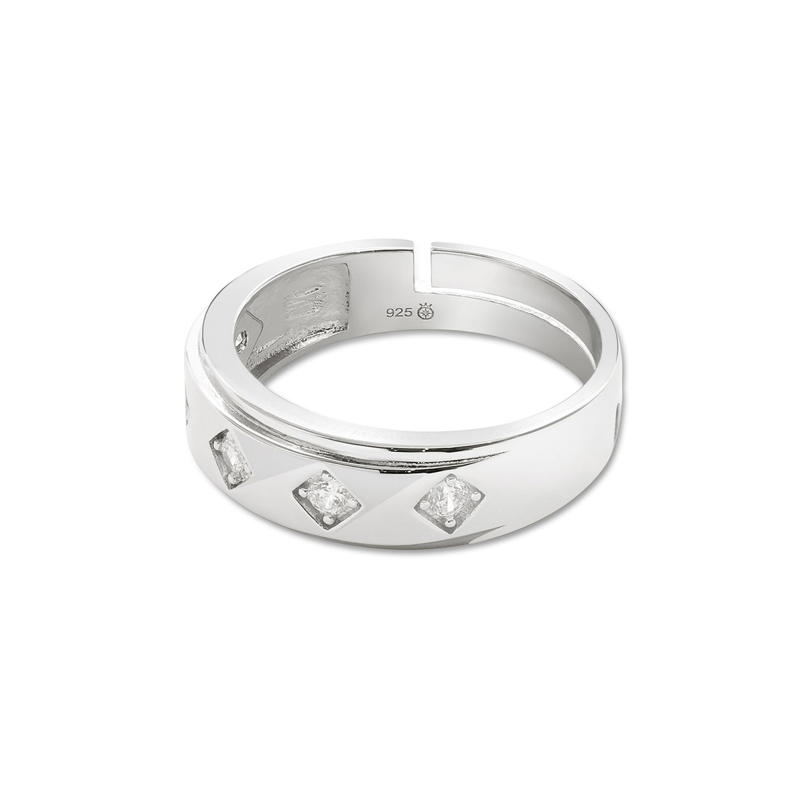 Facet Frame Couple Rings for Men & Women – 925 Sterling Silver Rhodium Plated