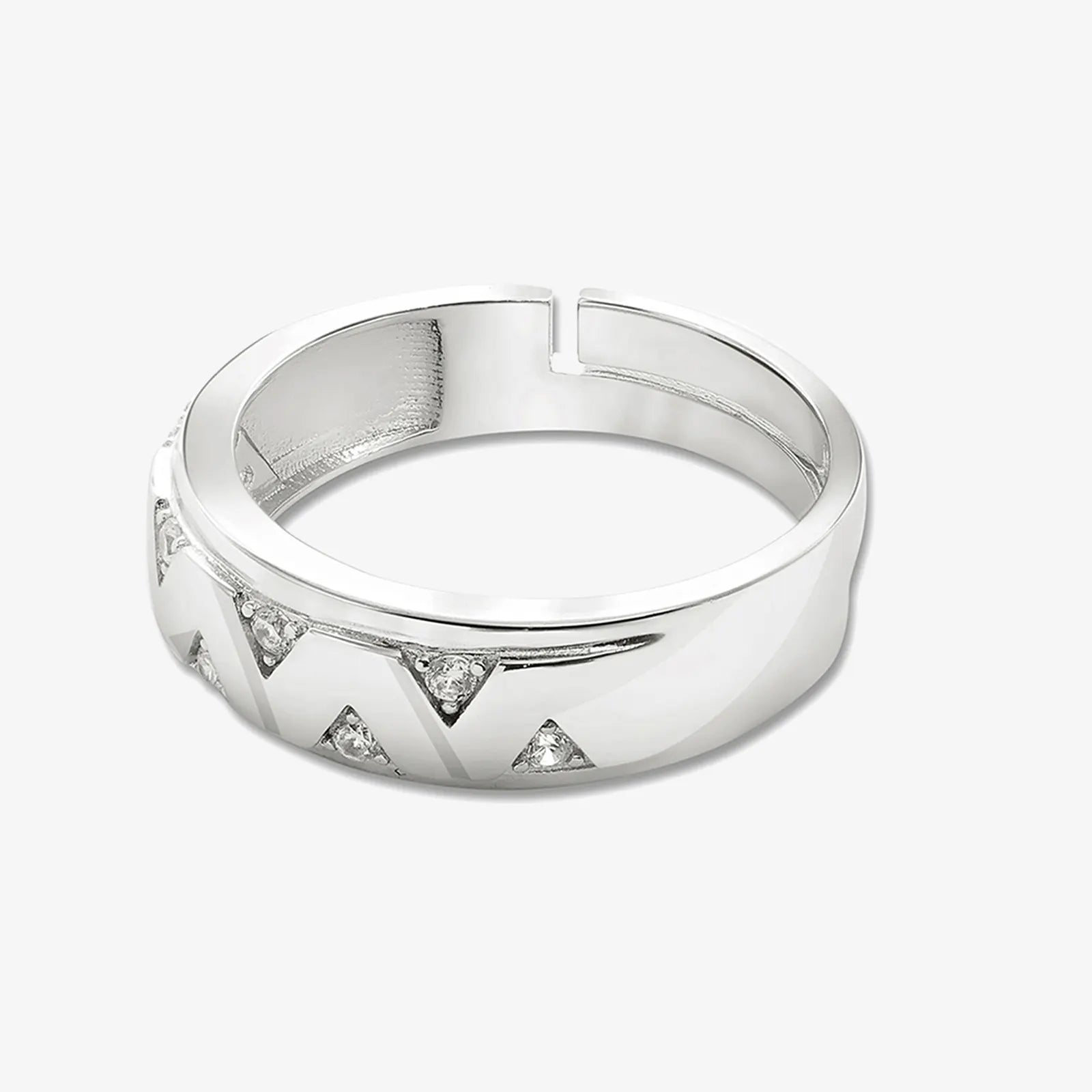 Silver CZ Wave Rings for Men - Tweov Jewels