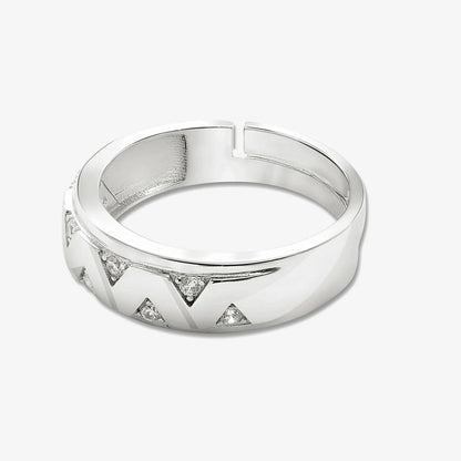 Silver CZ Wave Rings for Men - Tweov Jewels