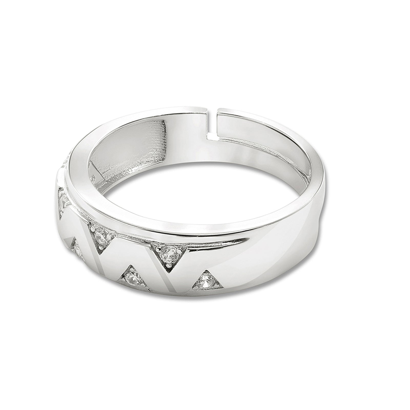 Crown Edge Couple Rings for Men & Women – 925 Sterling Silver Rhodium Plated