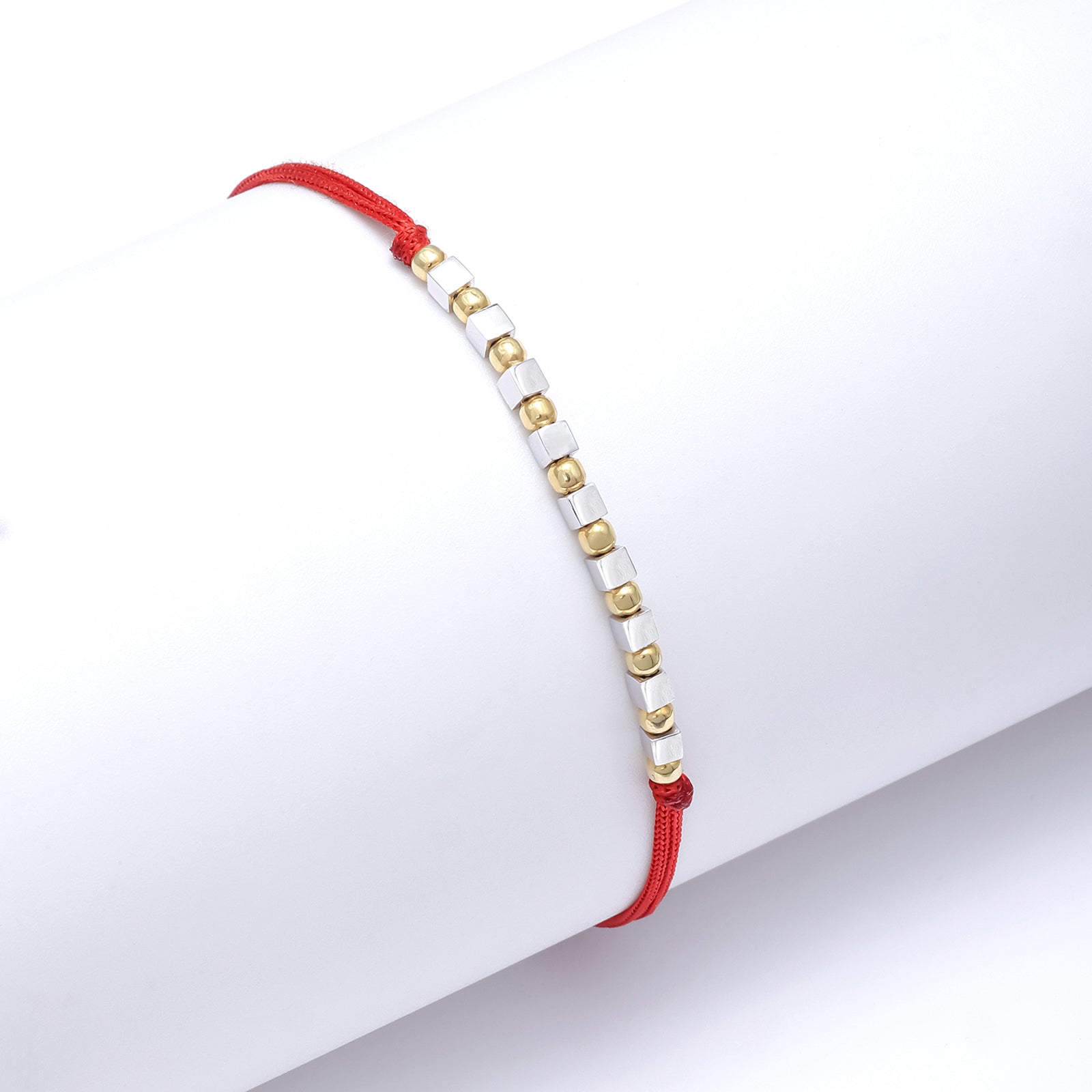 Simple Box Beads Silver Rakhi for Brother - Tweov Jewels