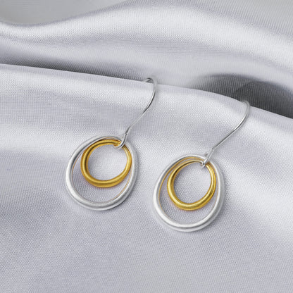 Pure Silver Earrings - Double Tint Scratch Circles