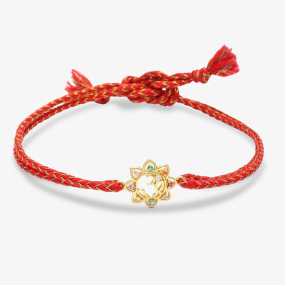 Gold Plated Multicolor Om Floral Silver Rakhi for Brother - Tweov Jewels