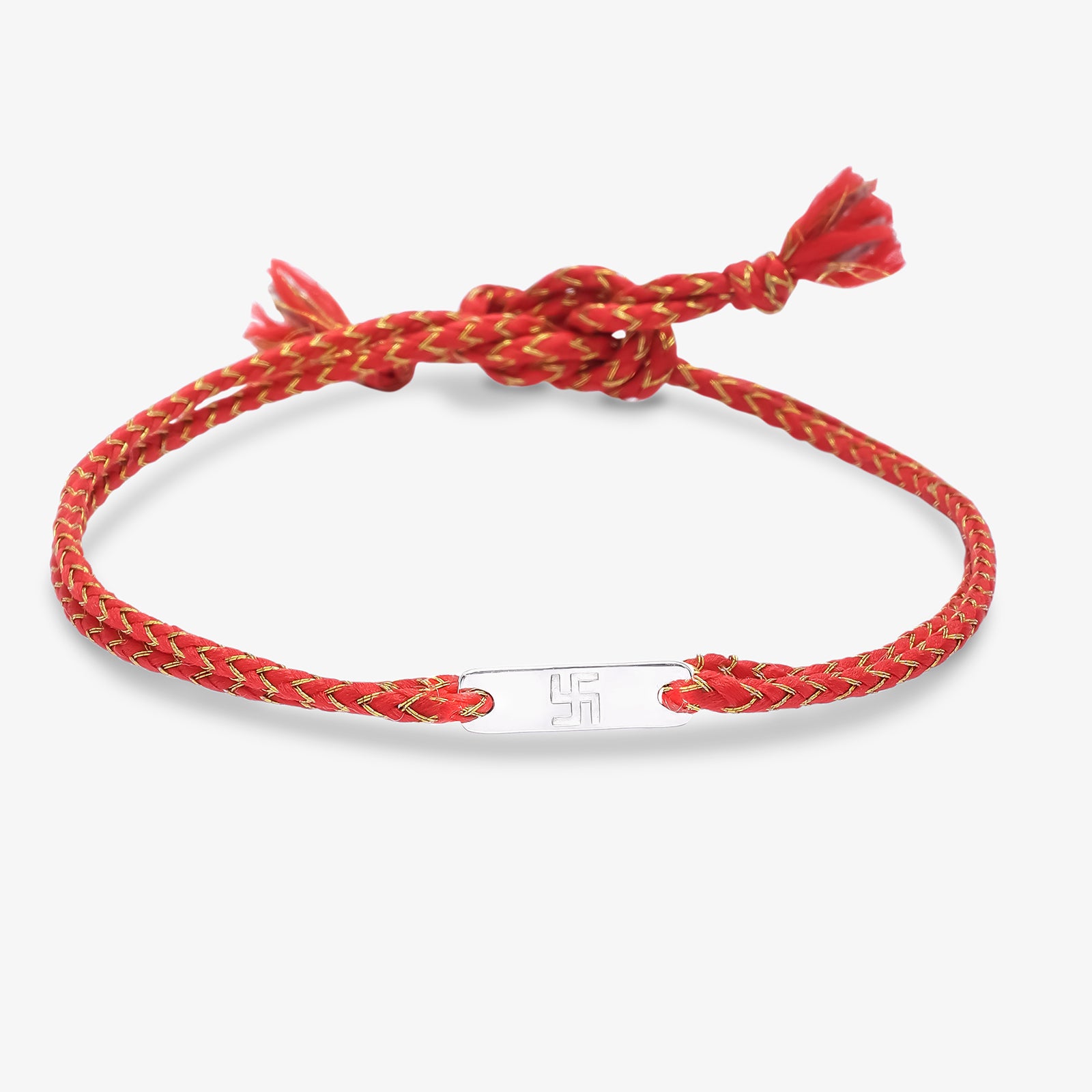 Rectangle Swastik Silver Rakhi - Tweov Jewels