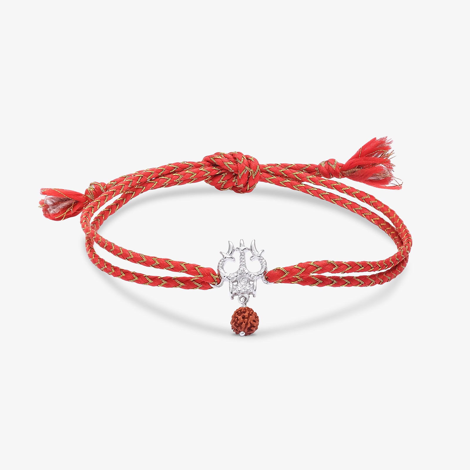 Trishul & Rudraksha Silver Rakhi for Brother - Tweov Jewels