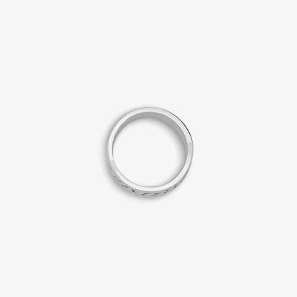Black Stripes Carved Silver Band Ring - Tweov Jewels