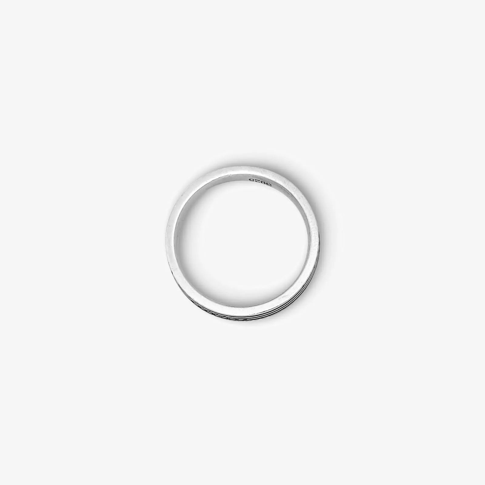 Three Black Stripes Silver Ring