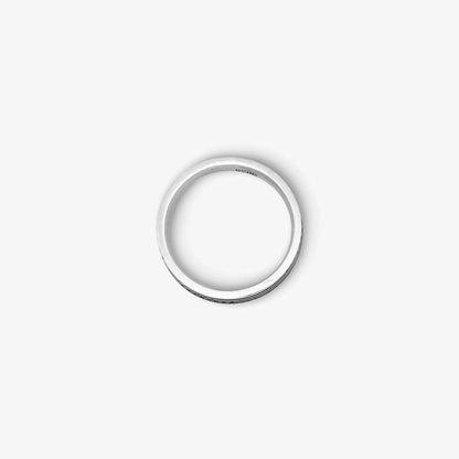 Three Black Stripes Silver Ring