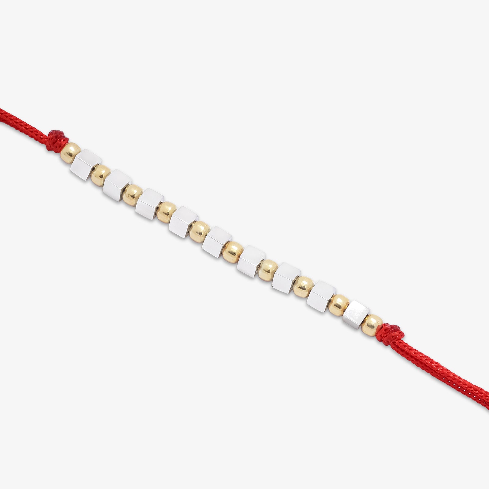 Simple Box Beads Silver Rakhi for Brother - Tweov Jewels