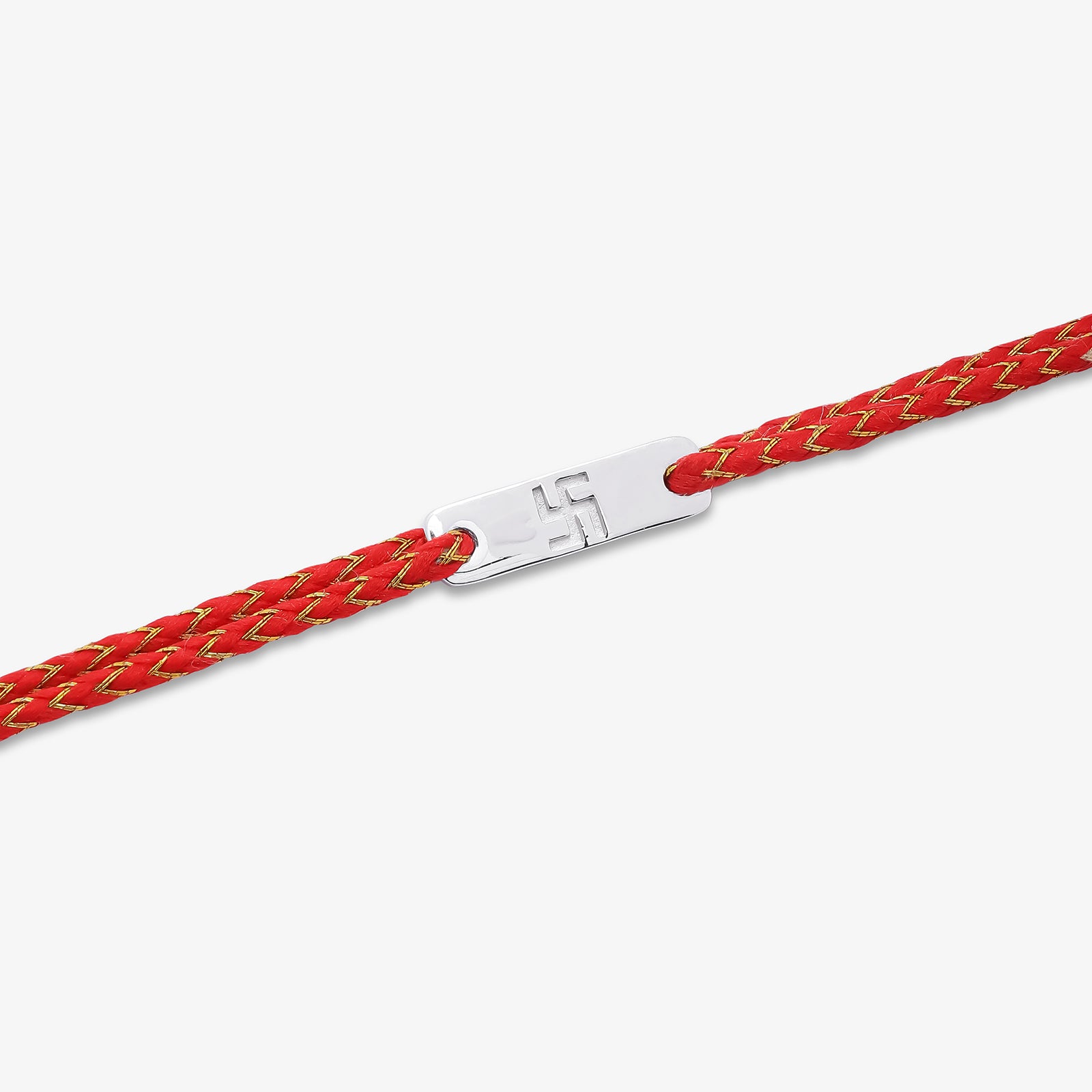 Rectangle Swastik Silver Rakhi - Tweov Jewels