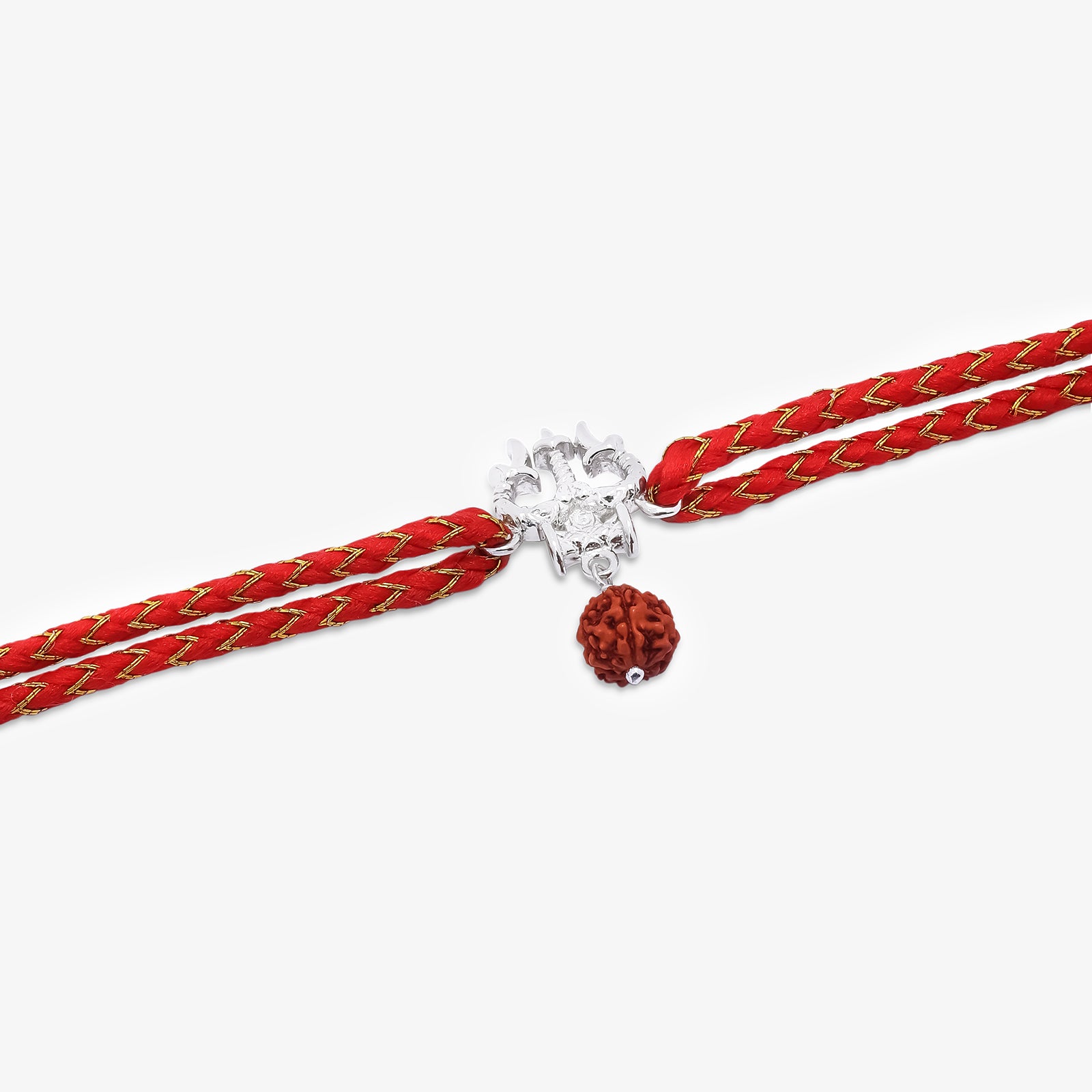 Trishul & Rudraksha Silver Rakhi for Brother - Tweov Jewels