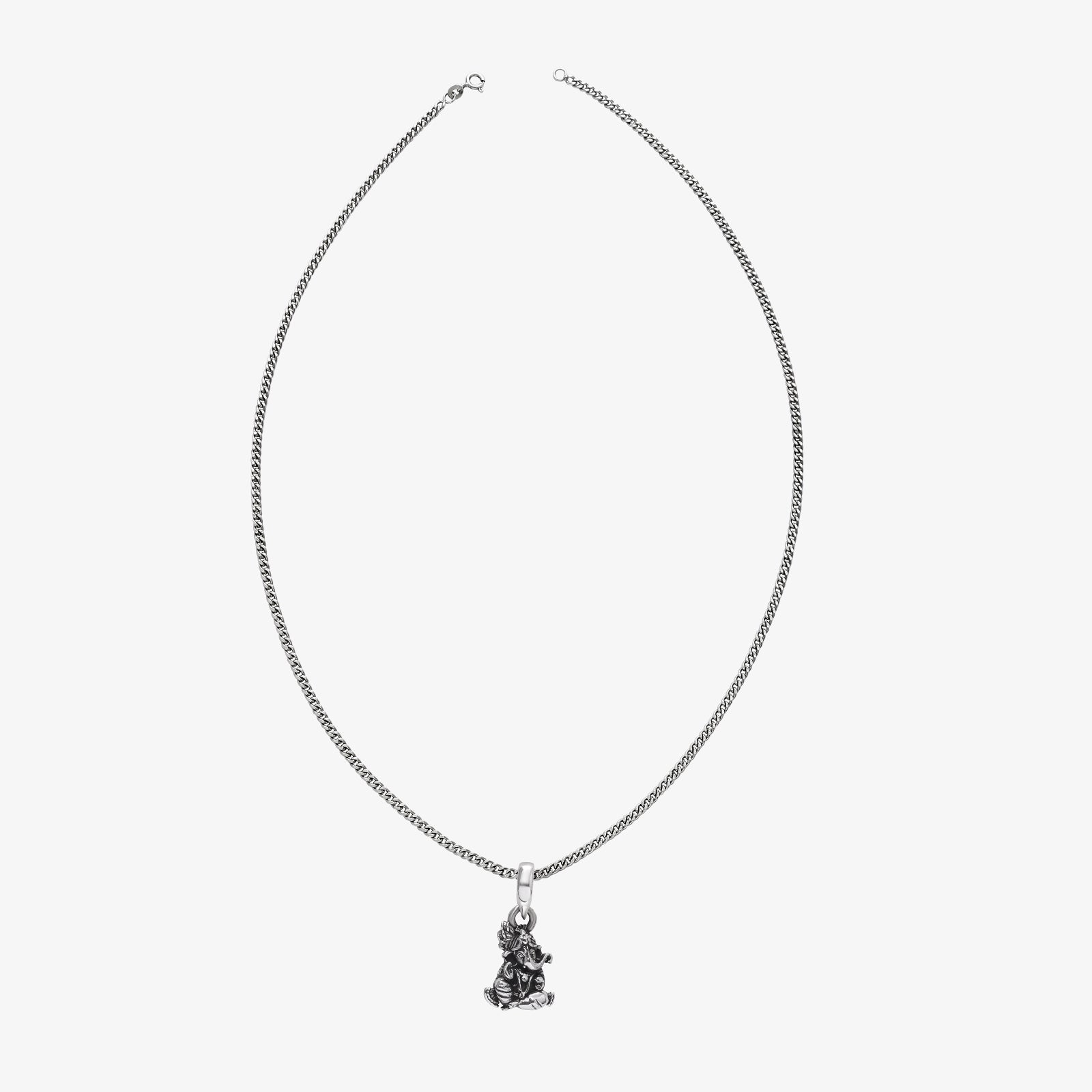Lord Ganesha Silver Pendant with Silver Link Chain