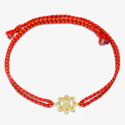 Golden Multicolor Trishul Floral Silver Rakhi for Brother - Tweov Jewels