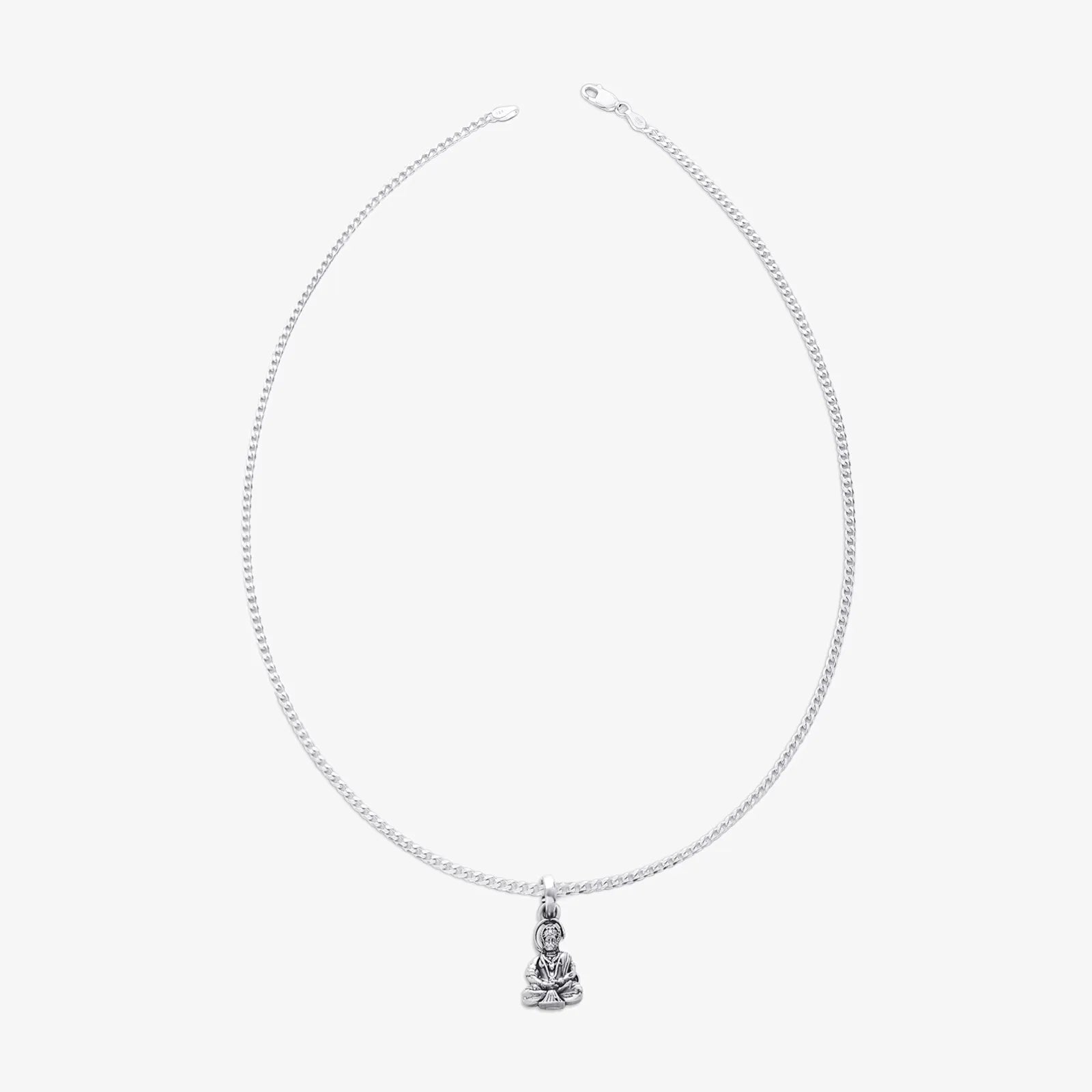 Pure Silver Meditating Hanuman Ji Pendant - Tweov Jewels