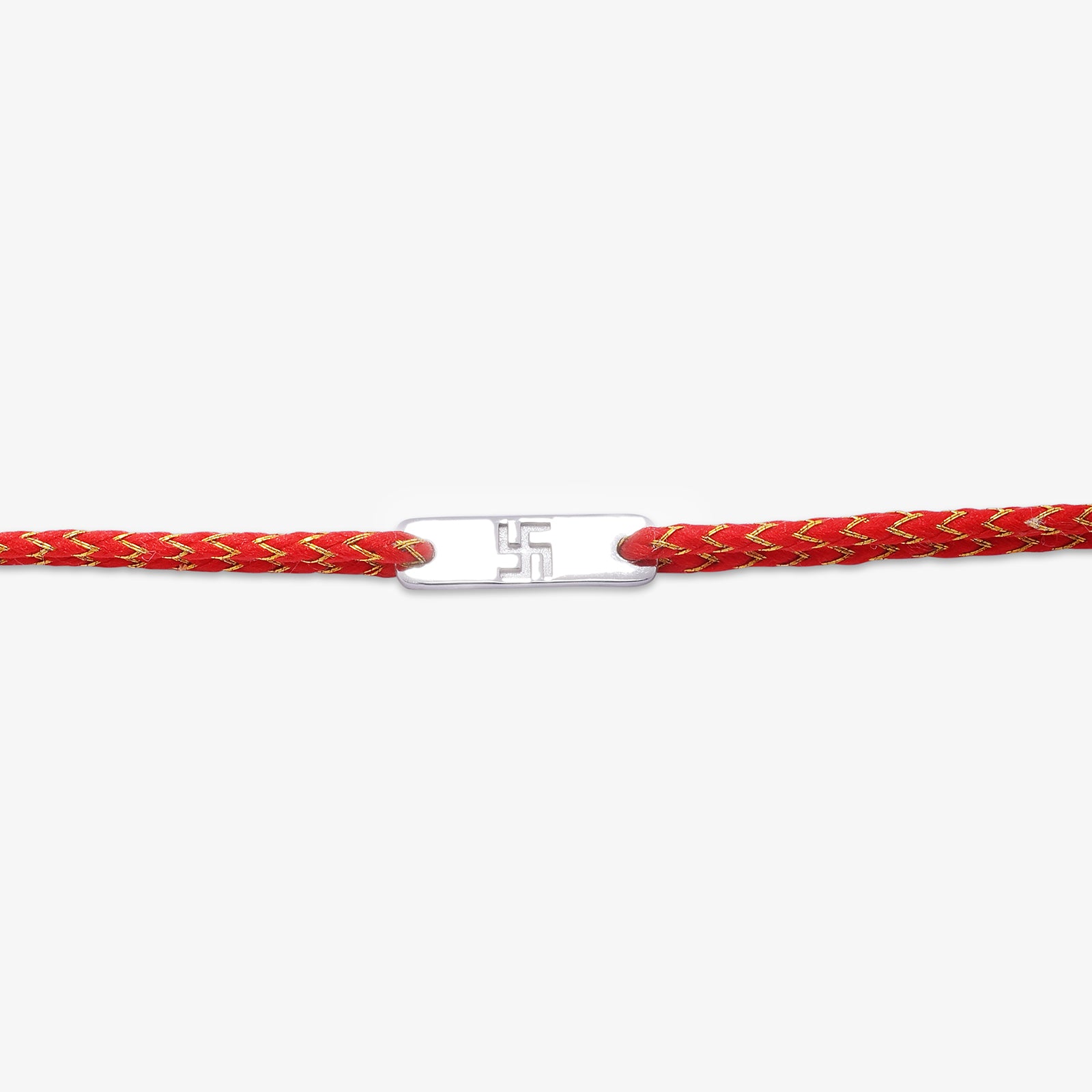 Rectangle Swastik Silver Rakhi - Tweov Jewels