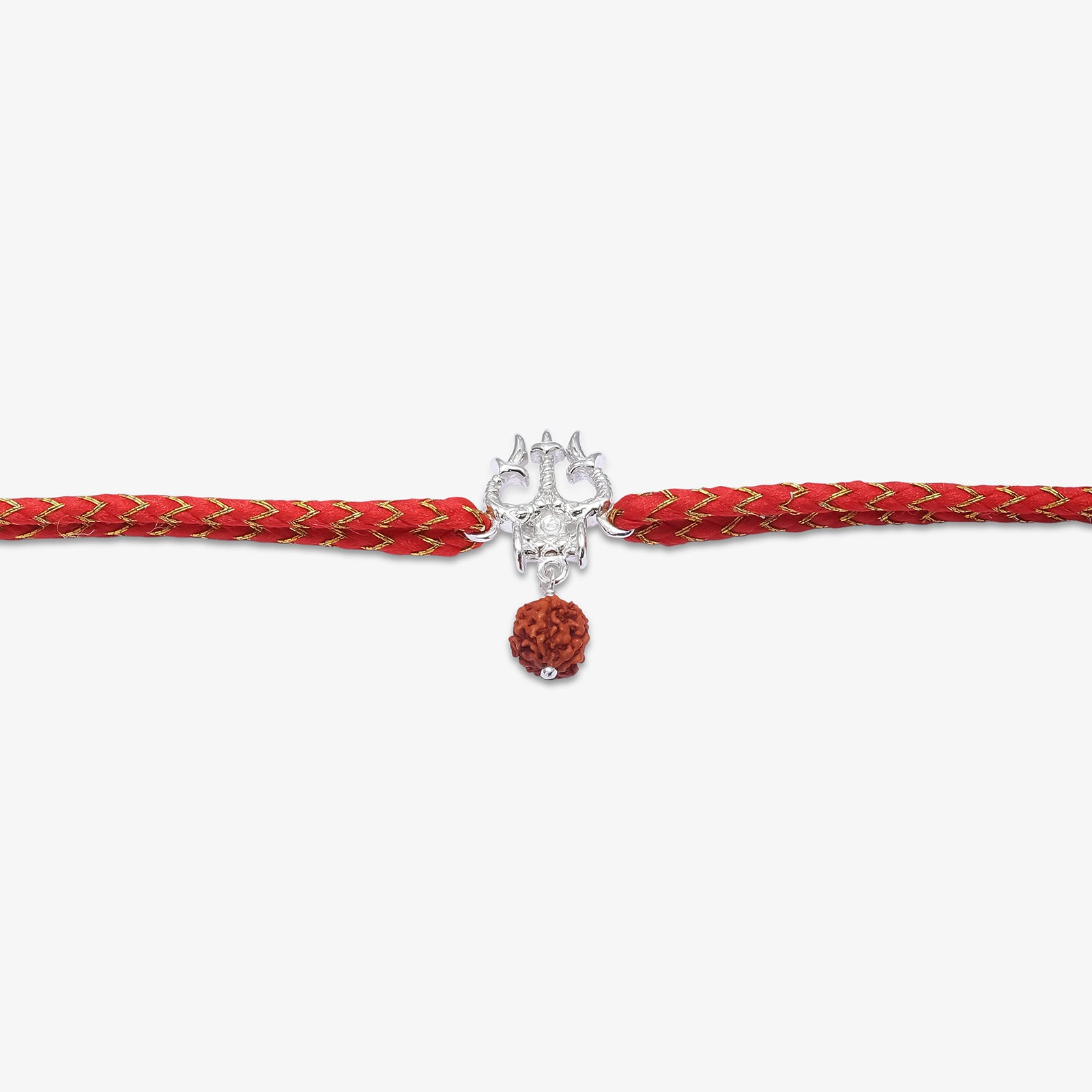 Trishul & Rudraksha Silver Rakhi for Brother - Tweov Jewels