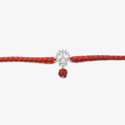 Trishul & Rudraksha Silver Rakhi for Brother - Tweov Jewels