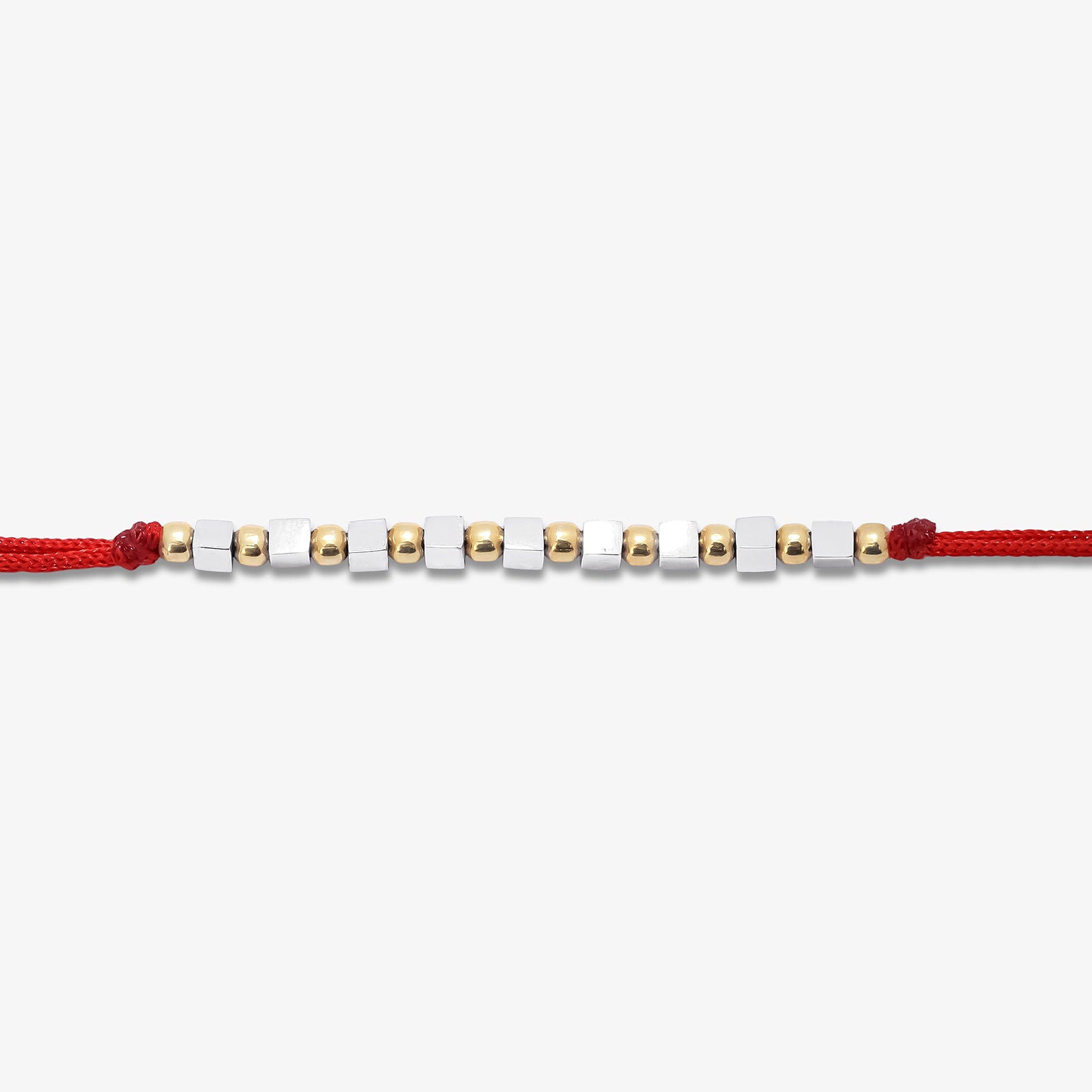 Simple Box Beads Silver Rakhi for Brother - Tweov Jewels