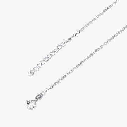 CZ Studded Silver Square Pendant with Chain
