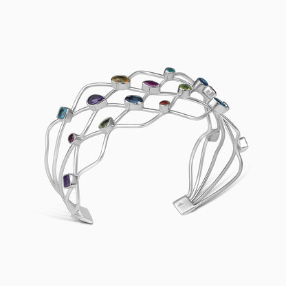 925 Sterling Silver Spiral Multicolor Gemstone Bracelet - Tweov Jewels